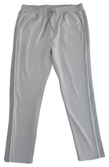 Light grey track pants with contrast side piping