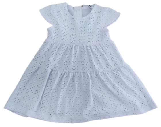 White broderie anglaise tiered dress with cap sleeves