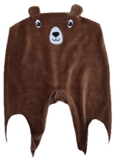 Brown bear velour footed sleepsuit with striped top