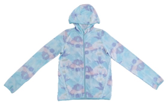 Pastel tie-dye zip-through hooded jacket