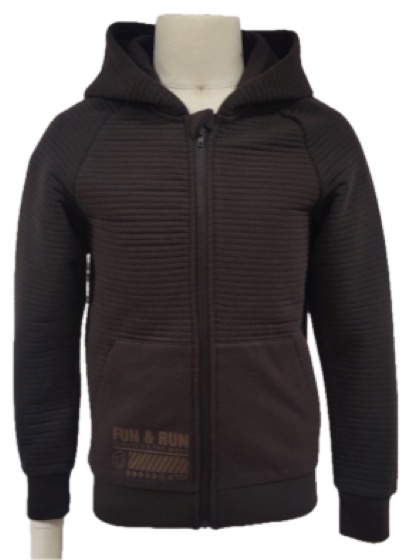Brown ribbed zip-up hoodie with Fun & Run print