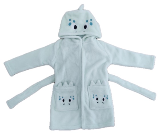 Mint fleece dinosaur hooded dressing gown with belt