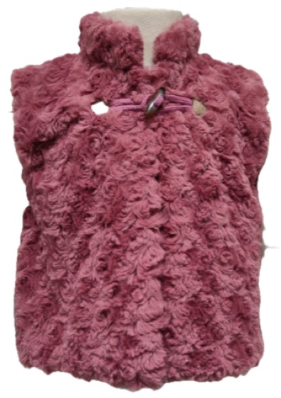 Pink faux fur gilet with toggle fastening