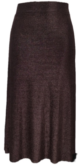 Brown metallic shimmer knit A-line midi skirt
