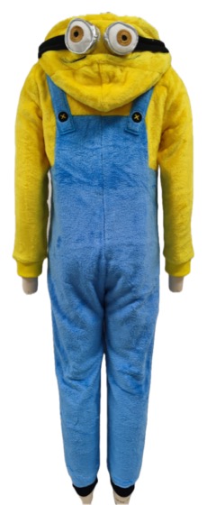 Minions fleece hooded onesie with goggles, back view