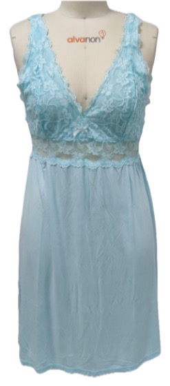 Light blue lace-bodice women's nightdress chemise