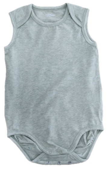 Grey marl sleeveless baby bodysuit with snap crotch