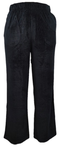 Black corduroy wide-leg elastic-waist pants