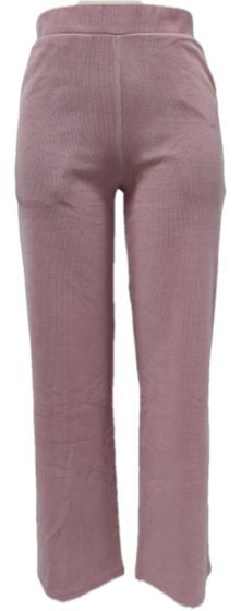 Pink ribbed wide-leg elastic-waist pants