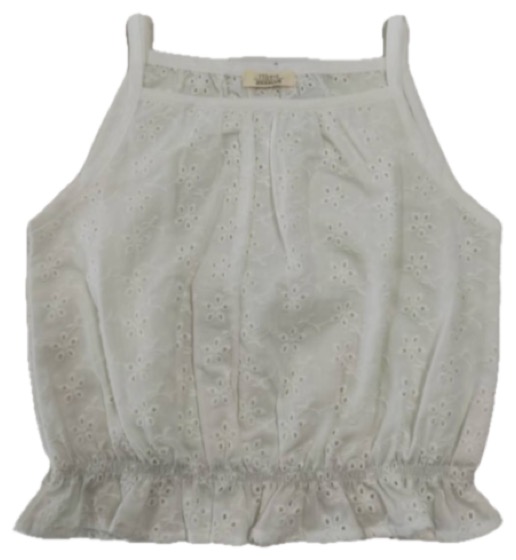 White broderie anglaise strappy top with ruffle hem