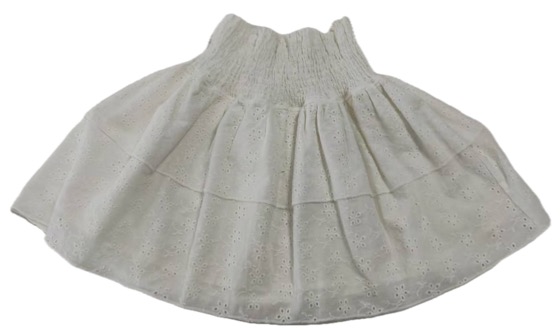 White eyelet skirt with smocked waistband