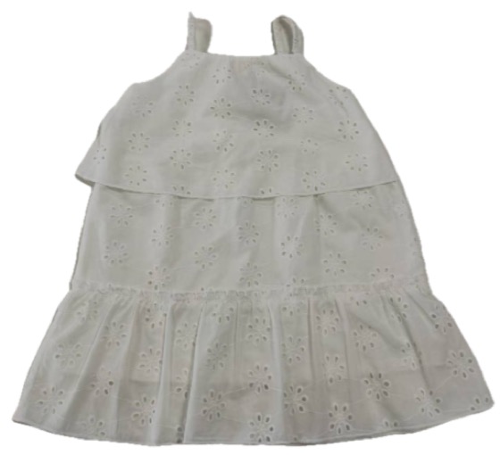 White broderie anglaise tiered strappy dress