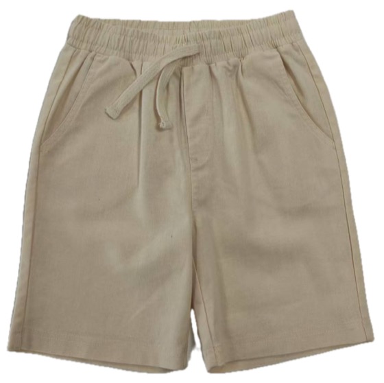 Beige linen drawstring shorts with pockets