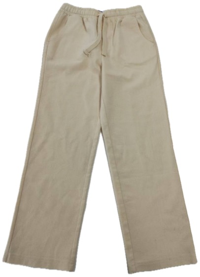 Cream drawstring elastic-waist wide-leg trousers