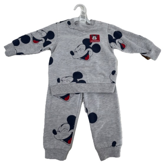 Grey Mickey Mouse sweatshirt and jogger baby set