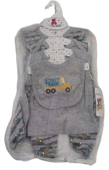 Grey Street Truck baby sleepsuit gift set in mesh bag