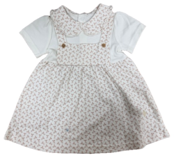 White tee with floral pinafore dress set