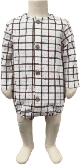 Windowpane check button top with bloomers on mannequin