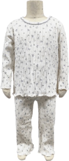 White ribbed floral pyjama set on toddler mannequin