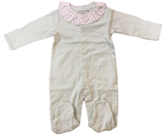 Mint footed sleepsuit with lace ruffle collar