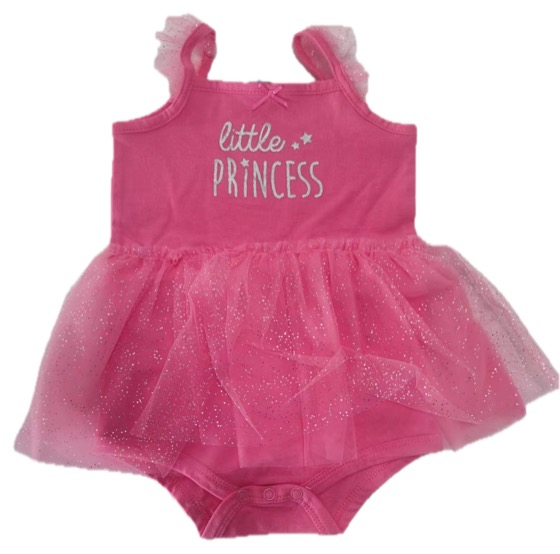 Pink Little Princess bodysuit with glitter tulle tutu