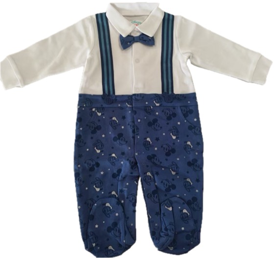 Mickey Mouse footed sleepsuit with braces and bow tie