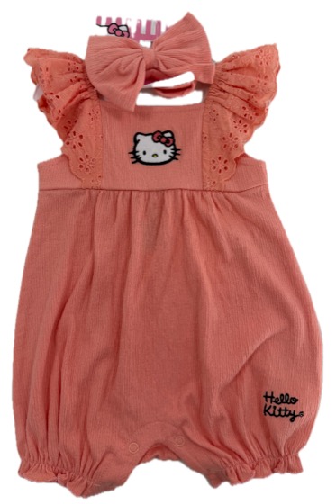 Hello Kitty coral bubble romper with headband