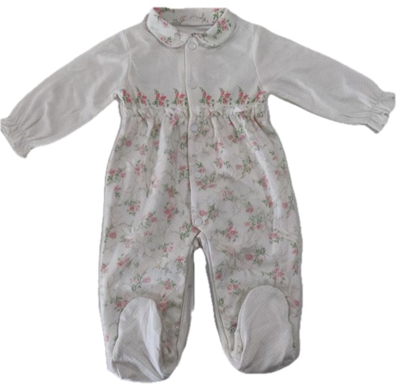 White floral collared footed sleepsuit