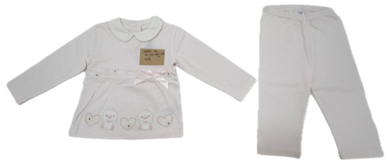 Pink two-piece set, collared penguin top and leggings