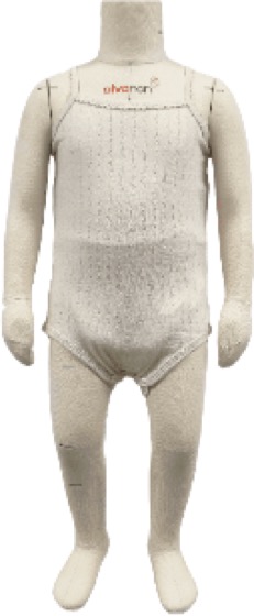White knit sleeveless bodysuit on baby mannequin