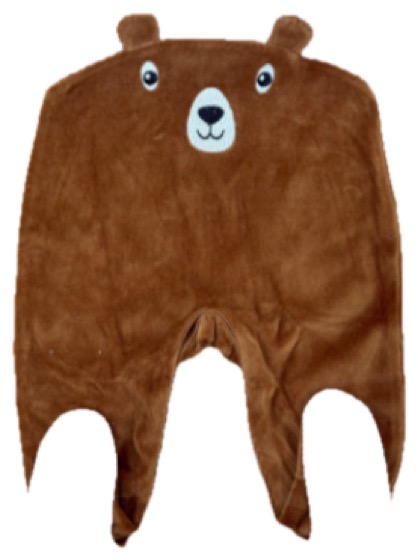 Brown velour footed sleepsuit with bear face and stripes