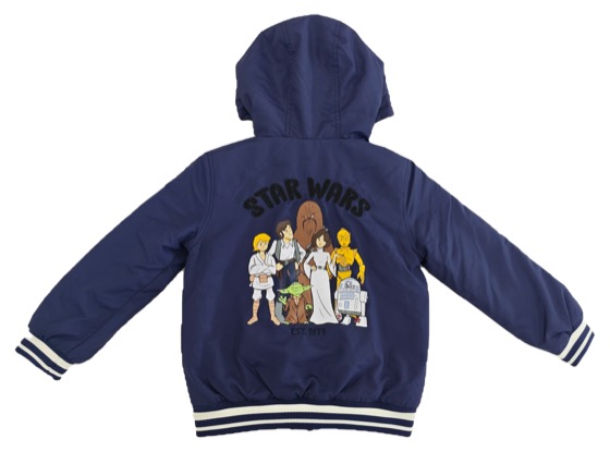 navy hooded Star Wars jacket, character back print