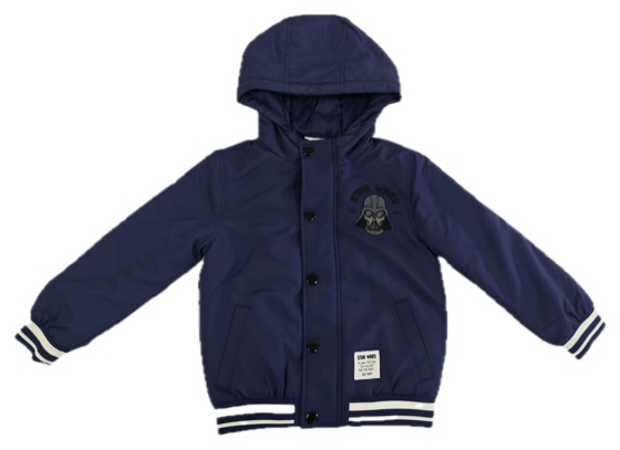 navy hooded Star Wars jacket with Darth Vader badge