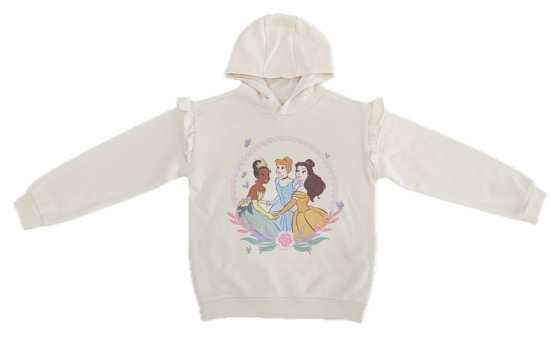 cream Disney Princess frilled hooded sweatshirt