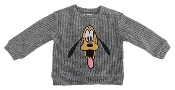 grey waffle-knit Pluto sweatshirt with shoulder snaps