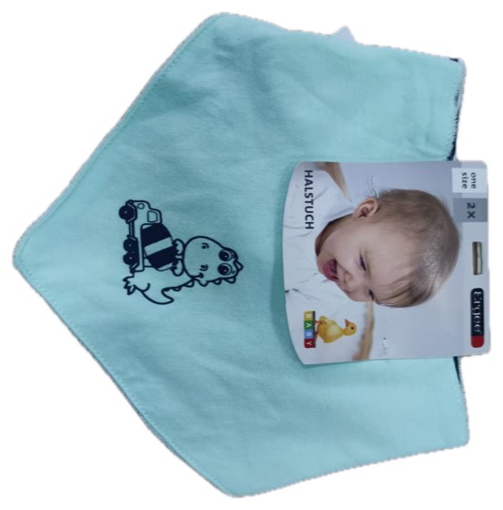 mint bandana bib two-pack with dino truck print