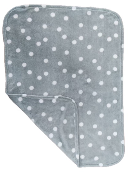 grey polka-dot fleece baby blanket