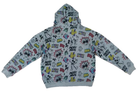 grey Mickey Mouse all-over print hoodie, back view