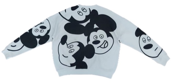 white all-over Mickey Mouse faces sweatshirt, back view