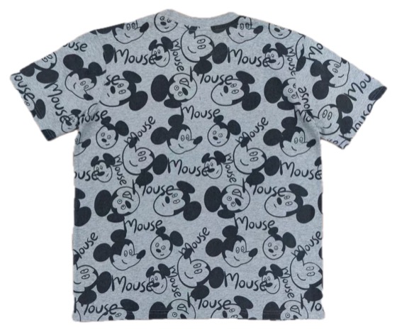 grey all-over Mickey Mouse print tee, back view