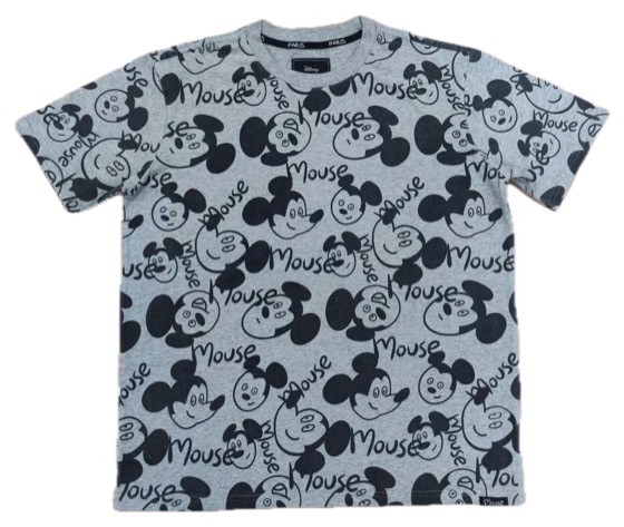 grey all-over Mickey Mouse print tee, front view