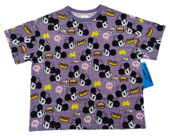 lilac chibi Mickey print tee, development sample