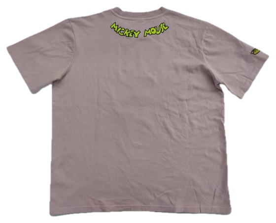dusty pink tee with yellow Mickey Mouse back print
