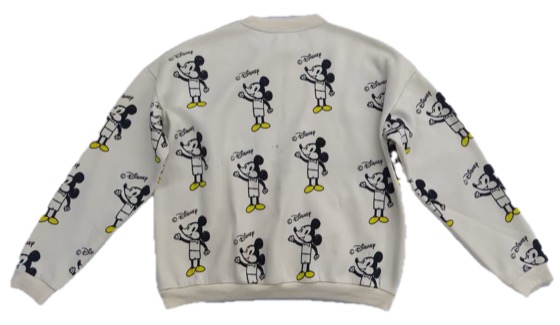 cream all-over Mickey print sweatshirt, back view