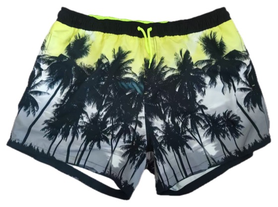 palm tree sunset print drawstring swim shorts